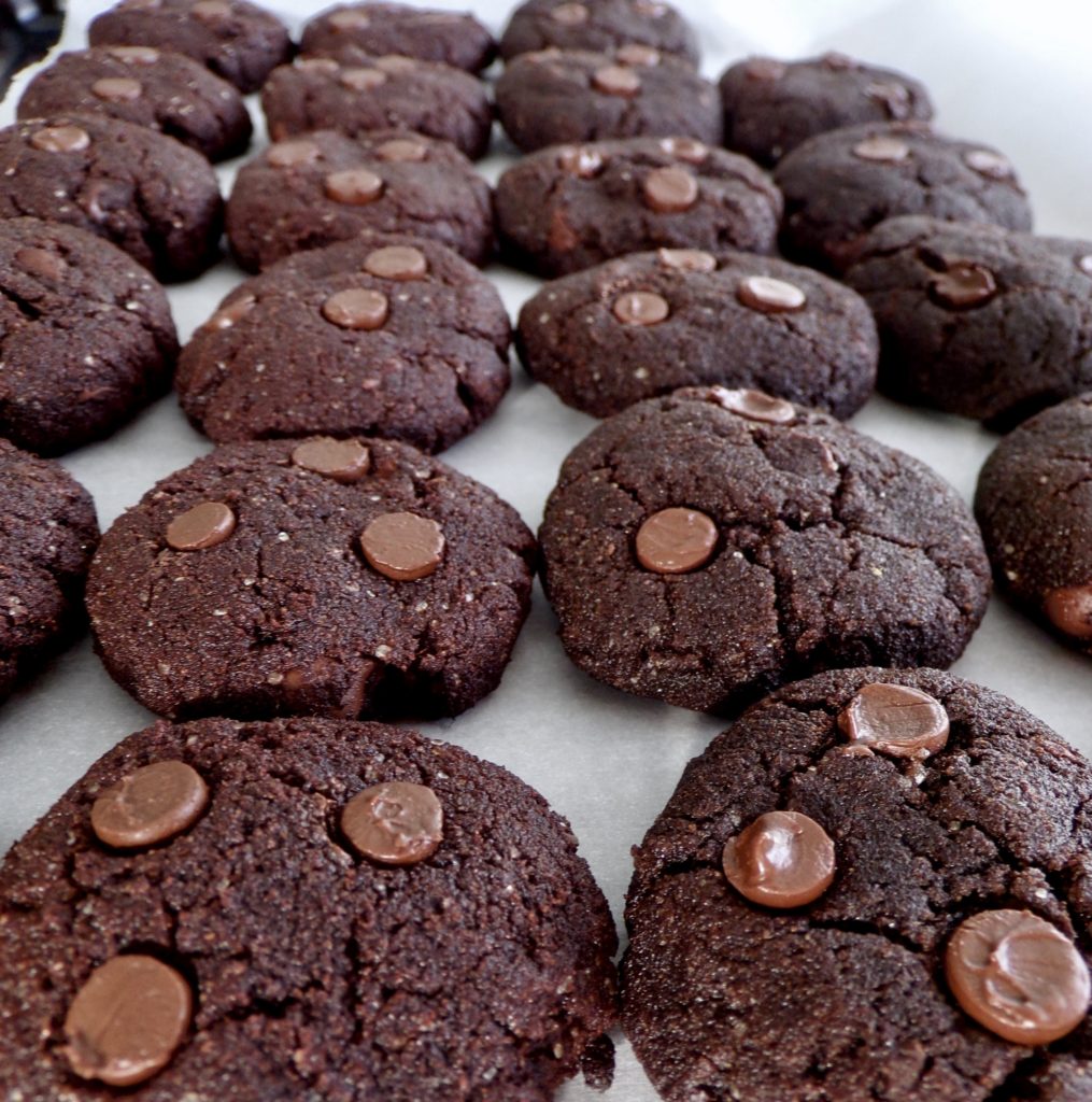 brownie cookies on tray