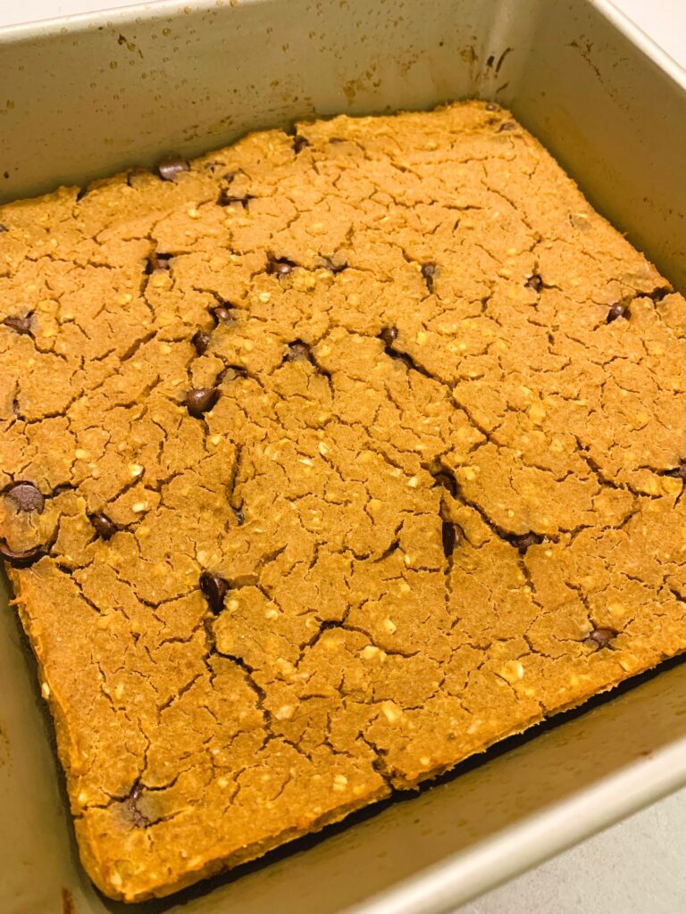 Pumpkin Chocolate Chip Blondies fresh out of the oven